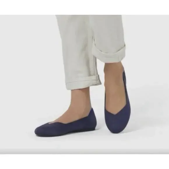 ROTHY’S The Flat Maritime Size 7 Navy Blue Round Toe Ballet Slip On Preppy - Picture 8 of 8